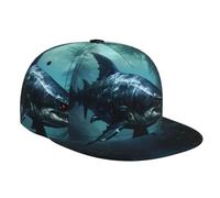 WZYWHJ Gorra de béisbol de ala plana, diseño de tiburón negro, ajustable, transpirable y ligera para hombres y mujeres