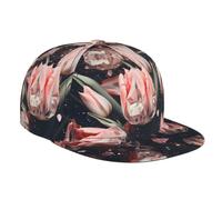 WZYWHJ Gorra de béisbol de ala plana, diseño de tulipanes rosa cristal, ajustable, transpirable y ligera para hombres y mujeres