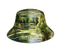 WZYWHJ Gorro de pescador con estampado de nenúfares en el estanque, reflectante de doble cara, para viajes al aire libre, verano, playa, color negro