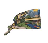WZYWHJ Gorro de trabajo de limpieza con estampado de Austin Texas de dibujos animados adecuado para hombres y mujeres, correa elástica ajustable, color negro