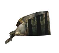 WZYWHJ Gorro de trabajo de limpieza con estampado ligero en el bosque, sombrero de chef para mujeres y hombres, ajustable, transpirable, color negro