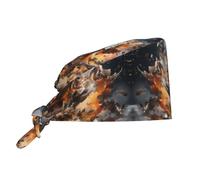 WZYWHJ Gorro de trabajo de limpieza con impresión de rugby on Fire, sombrero de chef para mujeres y hombres, ajustable, transpirable, negro