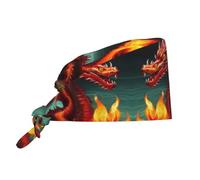 WZYWHJ Gorro de trabajo de limpieza Dragon King in Fire Prints - Gorro de chef para mujeres y hombres, ajustable, transpirable, negro, talla única