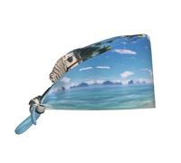 WZYWHJ Gorro de trabajo de limpieza Paradise Beach Palm Trees Print. Sombrero de chef para mujeres y hombres, ajustable, transpirable, color negro