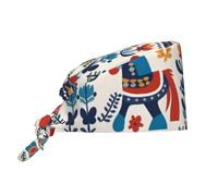WZYWHJ Gorro sueco de Dala Horse Folk para limpieza de trabajo, banda para el sudor, adecuado para hombres y mujeres, correa elástica ajustable, color negro