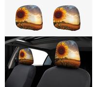 WZYWHJ Hermosa funda de almohada de coche con estampado de girasol, 2 piezas, accesorios de funda de asiento, funda protectora universal