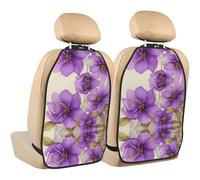 WZYWHJ Hermosas flores moradas impresas para asiento de coche, almohadilla de almacenamiento anti patadas, 2 piezas, bolsa de almacenamiento multifuncional protector de asiento después de la