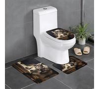 WZYWHJ Husky on The Book - Juego de 3 alfombrillas de baño, antideslizantes, duraderas, fáciles de limpiar, adecuadas para baño e inodoro