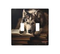 WZYWHJ Husky on The Book Pattern Panel termoplástico para cubierta de interruptor, placa frontal decorativa de pared que no se daña fácilmente