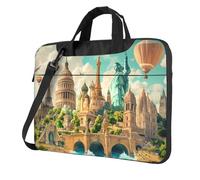 WZYWHJ Impresiones arquitectónicas de paisajes arquitectónicos, bolsa portátil ultrafina, de un solo hombro, accesorios de computadora, suave a prueba de golpes para portátiles, Black, 13 inch