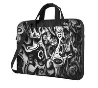 WZYWHJ Impresiones de pared en blanco y negro, ultrafina, portátil, de un solo hombro, accesorios de computadora, suave a prueba de golpes, para portátiles, Black, 14 inch