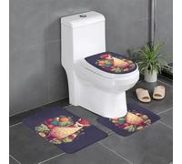 WZYWHJ Juego de 3 alfombrillas de baño con estampado de alpaca que come frutas, antideslizantes, duraderas, fáciles de limpiar, adecuadas para baño e inodoro
