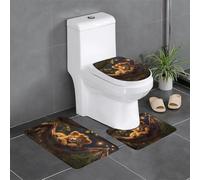WZYWHJ Juego de 3 alfombrillas de baño con estampado de cachorro de león en hamaca, antideslizantes, duraderas, fáciles de limpiar, adecuadas para baño e inodoro
