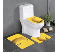 WZYWHJ Juego de 3 alfombrillas de baño con estampado de Little Monkey on a Big Banana, antideslizantes, duraderas, fáciles de limpiar, adecuadas para baño e inodoro