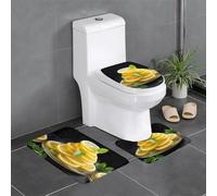 WZYWHJ Juego de 3 alfombrillas de baño con estampado de rodajas de limón agridulces, antideslizantes, duraderas, fáciles de limpiar, adecuadas para baño e inodoro