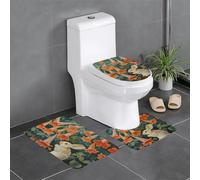 WZYWHJ Juego de 3 alfombrillas de baño impresas con diseño de conejo bajo la gloria de la mañana, antideslizantes, duraderas, fáciles de limpiar, adecuadas para baño e inodoro