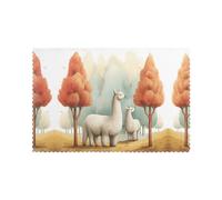 WZYWHJ Juego de 6 manteles individuales con estampado de alpacas Under The Redwood Trees para mesa de comedor, 12 x 18 pulgadas, para fiestas, cocina, comedor, decoración, lavables, fáciles de limpiar