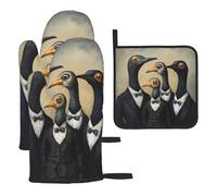 WZYWHJ Juego de guantes de horno y estante para ollas con patrón kiwi, 3 piezas, guantes de cocina largos gruesos