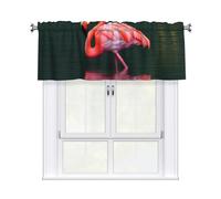 WZYWHJ Las cortinas cortas con estampado de flamenco rosa son duraderas, transparentes y fáciles de instalar, miden 52 pulgadas de ancho x 18 pulgadas de largo