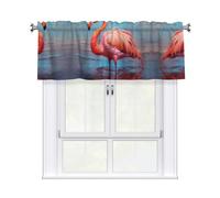WZYWHJ Las cortinas cortas con estampado de flamenco son duraderas, transparentes y fáciles de instalar, miden 52 pulgadas de ancho x 18 pulgadas de largo