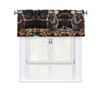 WZYWHJ Las cortinas cortas con estampado de ratón comiendo cacahuetes son duraderas, transparentes y fáciles de instalar, miden 52 pulgadas de ancho x 18 pulgadas de largo