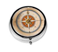 WZYWHJ Law of The Compass Navigation Prints - Caja de medicina circular de almacenamiento, portátil de viaje con compartimentos, mini dispensador de píldoras