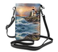 WZYWHJ Lighthouse Diamond Painting Printing - Bolso cruzado de piel para mujer con correa ajustable para el hombro