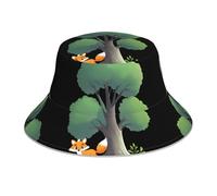 WZYWHJ Little Fox Behind The Tree - Gorro reversible con estampado de zorro, para hombres y mujeres, protección para la cabeza para viajes y actividades al aire libre, color negro