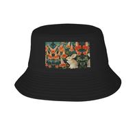 WZYWHJ Little Rabbit Under The Morning Glory - Gorro de pescador de doble capa para adultos, para verano, al aire libre, playa, color negro