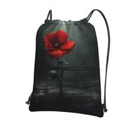 WZYWHJ Little Red Flowers In The Rain - Mochila con cremallera y cordón para senderismo, camping, yoga, práctica para llevar a diario