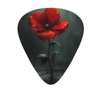 Wzywhj Little Red Flowers In The Rain - Púas de guitarra estampadas, 12 piezas, fácil agarre, para ukelele, guitarra eléctrica o acústica