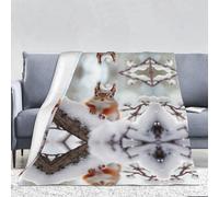 WZYWHJ Little Squirrel on The Snow Tree - Manta de franela con estampado normal de 280 g, para sofá, dormitorio, cama, silla, suave y cómoda, manta de mujer de 66 x 90 pulgadas