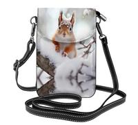 WZYWHJ Little Squirrel on the Snow Tree Picture - Bolso cruzado de piel para mujer con correa ajustable para el hombro