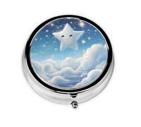 WZYWHJ Little Stars in The White Clouds - Caja de medicina circular impresa, portátil de viaje con compartimentos, mini dispensador de píldoras