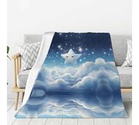 WZYWHJ Little Stars in The White Clouds - Manta de franela gruesa estampada de 80 x 60 pulgadas, alfombra vertical suave de doble cara
