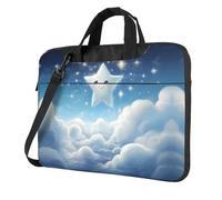WZYWHJ Little Stars in the white clouds Printing Ultra-thin Portable Single Shoulder Laptop Bag Computer Accessories Soft Shock for laptops, Black, 15.6 inch