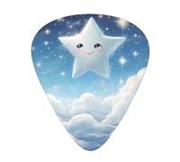 Wzywhj Little Stars In The White Clouds - Púas de guitarra estampadas, 12 piezas, fácil agarre, para ukelele, guitarra acústica o eléctrica