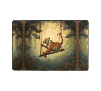 WZYWHJ Little Tiger on The Swing - Alfombra antideslizante para el suelo, 72 x 48 pulgadas, para sala de estar, oficina, mesa de café, cama, balcón