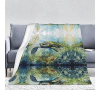 WZYWHJ Little Turtle in The Seaweed - Manta de franela estampada normal de 280 g para sofá, dormitorio, cama, silla, suave y cómoda, manta para mujer, 66 x 90 pulgadas