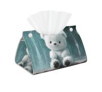 WZYWHJ Little White Bear in The Rain - Soporte rectangular para toallas de papel con correa inferior, moderna bolsa de almacenamiento decorativa