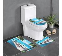 WZYWHJ Love Island on The S - Juego de 3 alfombrillas de baño estampadas, antideslizantes, duraderas, fáciles de limpiar, adecuadas para baño e inodoro