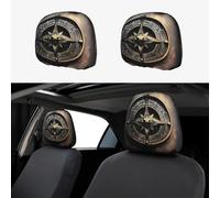 WZYWHJ Magical Design - Funda de almohada para coche, diseño de runas nórdicas, brújula, 2 piezas, accesorios de funda de asiento, funda protectora universal