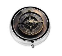 WZYWHJ Magical Design Norse Runes Brújula Impresión Circular Medicina Caja de Almacenamiento Portátil de Viaje con Compartimentos Mini Dispensador de Pastillas