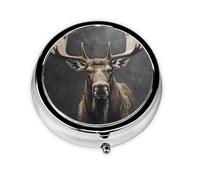 WZYWHJ Majestic Elk - Caja de medicina circular con impresión fotográfica, portátil de viaje con compartimentos, mini dispensador de píldoras