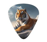 Wzywhj Majestic Tiger Resting On A Rock With Cloudy Sky - Púa de guitarra de fácil agarre para tu bajo, ukelele, guitarra acústica y eléctrica, 12 piezas