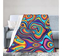 WZYWHJ Mantas de 40 x 30 pulgadas, ligera, duradera y compacta, antiarrugas, para cama, sofá, camping, cine y viajes, impresión de colores psicodélicos