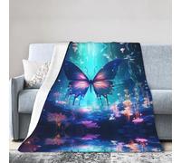 WZYWHJ Mantas de 60 x 50 pulgadas, ligera, duradera y compacta, antiarrugas, para cama, sofá, campamento, cine y viajes, estampado curioso de mariposas