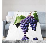 WZYWHJ Mantas de 80 x 60 pulgadas, ligera, duradera y compacta, antiarrugas, para cama, sofá, campamento, cine y viajes, estampado de uvas moradas