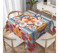 WZYWHJ Mantel decorativo cuadrado de 137 x 137 cm, manteles de mesa de centro, lavables y reutilizables, estampado circular de calles antiguas