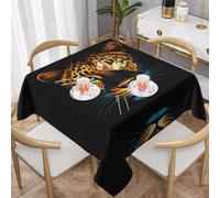 WZYWHJ Mantel decorativo cuadrado de 152 x 152 cm, mantel de centro, lavable y reutilizable, estampado de leopardo guepardo fresco